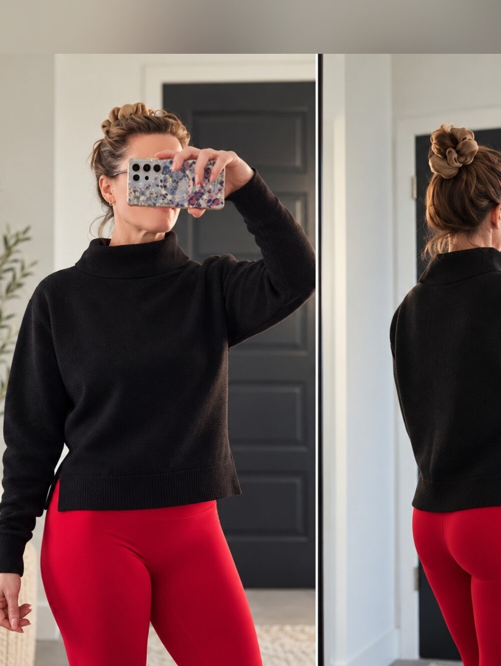 Noli Black Ribbed Turtleneck Sweater Side Slits - Small